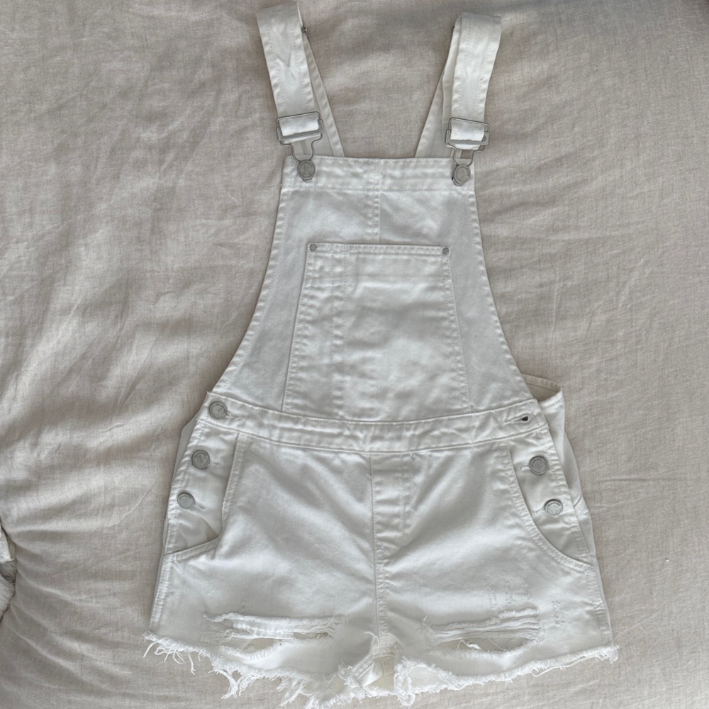 Blank NYC White Denim Shortalls
